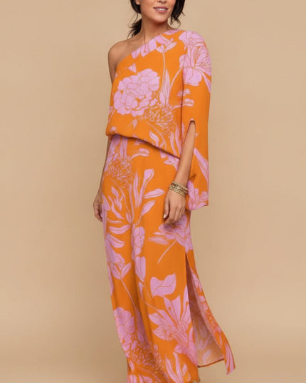Women's One Shoulder Floral Print Maxi Summer Dress