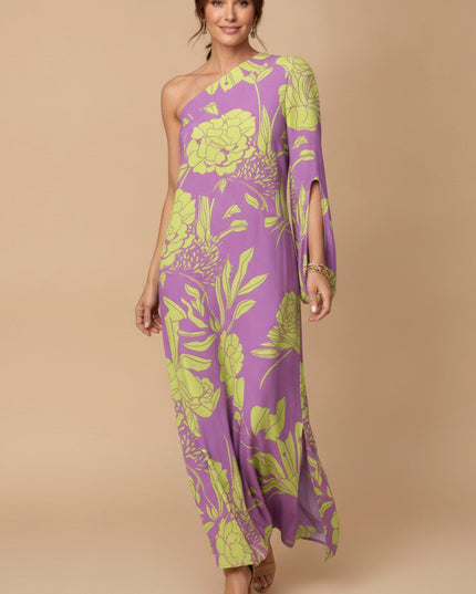 Women's One Shoulder Floral Print Maxi Summer Dress