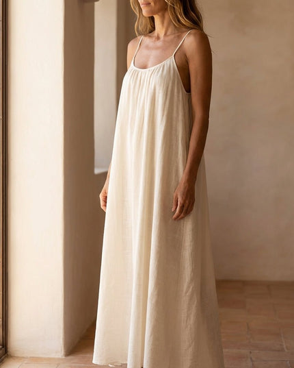 Women's Open Back Sleeveless Flowy Maxi Sundress