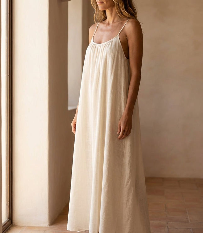 Women's Open Back Sleeveless Flowy Maxi Sundress