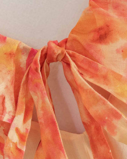 Women's Orange Floral Summer Wedding Guest Maxi Dress