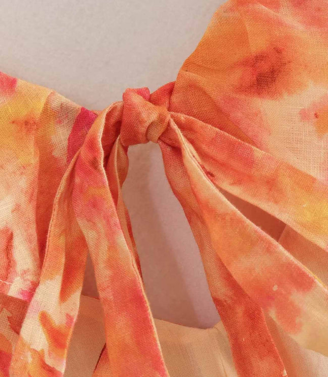 Women's Orange Floral Summer Wedding Guest Maxi Dress