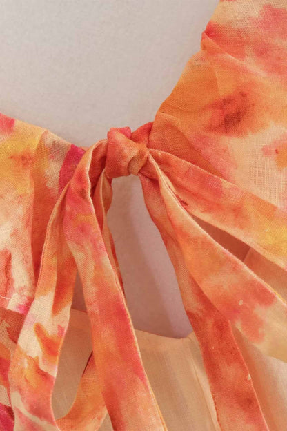 Women's Orange Floral Summer Wedding Guest Maxi Dress