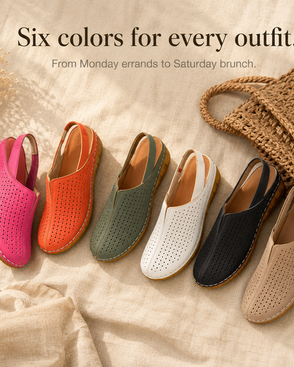Women's Orthopedic Perforated Wedge Slingback Sandals