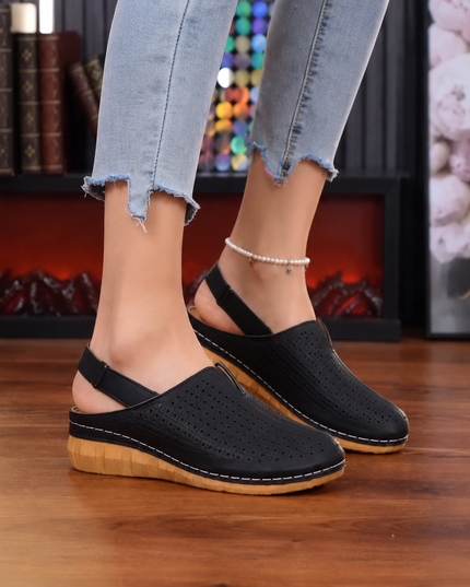 Women's Orthopedic Perforated Wedge Slingback Sandals