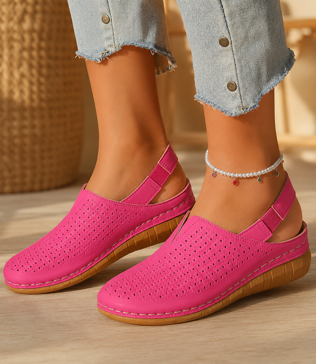 Women's Orthopedic Perforated Wedge Slingback Sandals