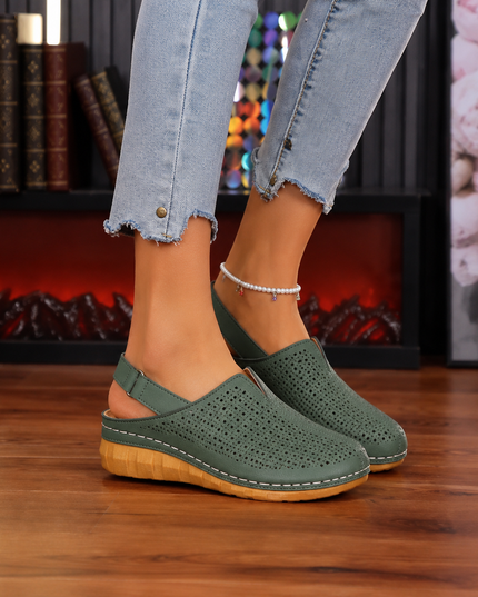 Women's Orthopedic Perforated Wedge Slingback Sandals
