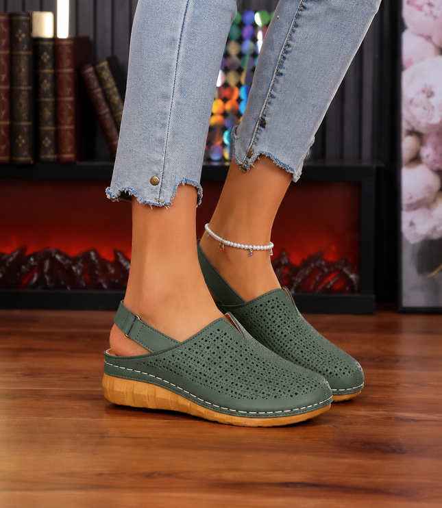 Women's Orthopedic Perforated Wedge Slingback Sandals