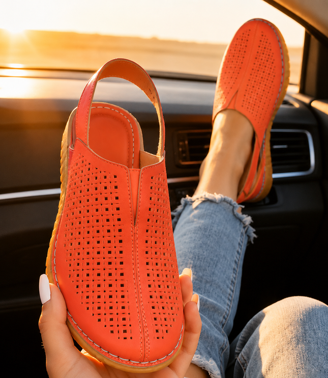 Women's Orthopedic Perforated Wedge Slingback Sandals