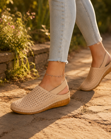 Women's Orthopedic Perforated Wedge Slingback Sandals