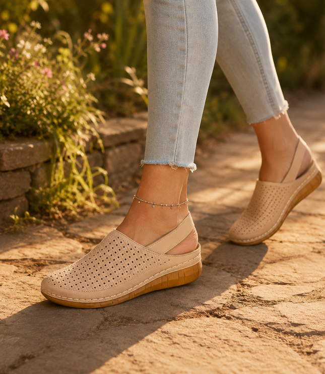 Women's Orthopedic Perforated Wedge Slingback Sandals