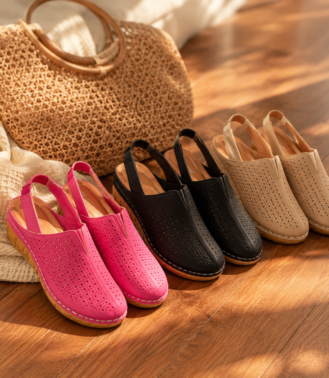 Women's Orthopedic Perforated Wedge Slingback Sandals