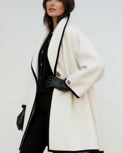 Women's Oversized Contrast Trim Longline Winter Coat