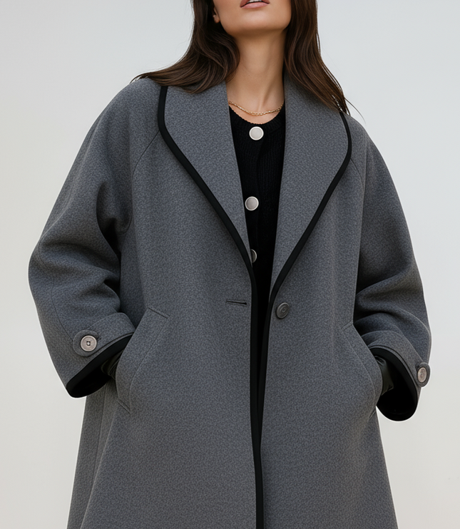 Women's Oversized Contrast Trim Longline Winter Coat