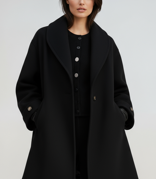 Women's Oversized Contrast Trim Longline Winter Coat