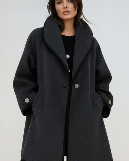 Women's Oversized Contrast Trim Longline Winter Coat