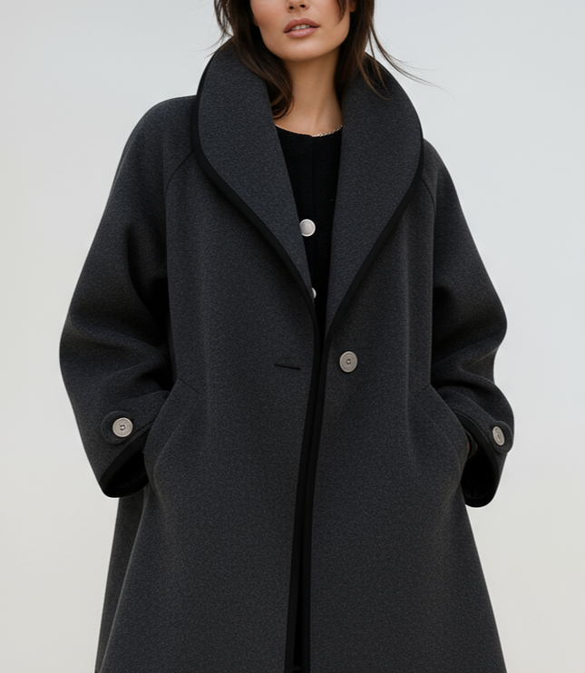 Women's Oversized Contrast Trim Longline Winter Coat