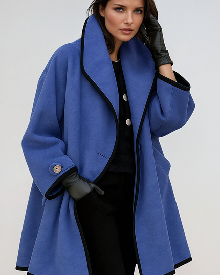 Women's Oversized Contrast Trim Longline Winter Coat