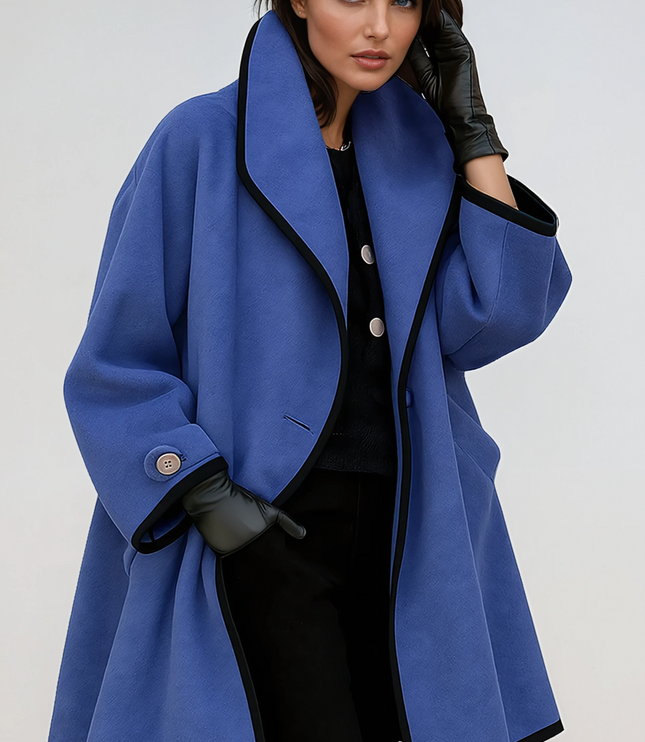Women's Oversized Contrast Trim Longline Winter Coat