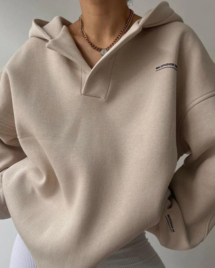 Women's Oversized Hoodie with a Folded Collar