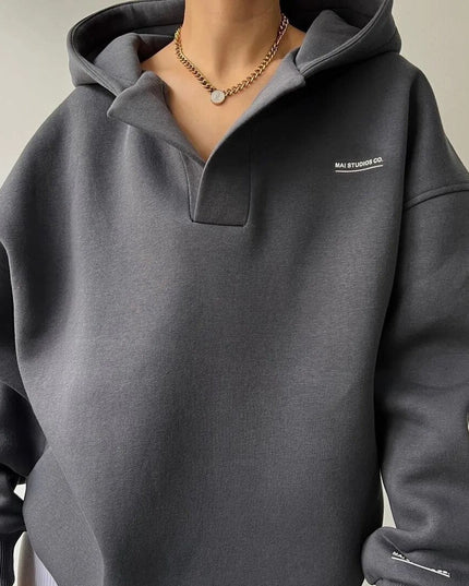 Women's Oversized Hoodie with a Folded Collar