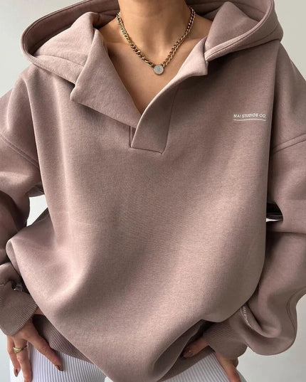 Women's Oversized Hoodie with a Folded Collar