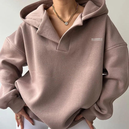 Women's Oversized Hoodie with a Folded Collar
