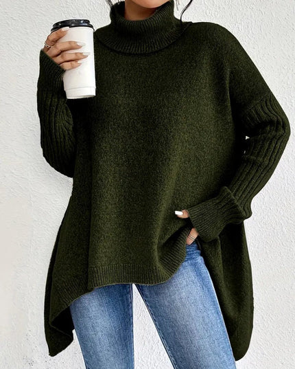 Women's Oversized Longline Turtleneck Knit Sweater