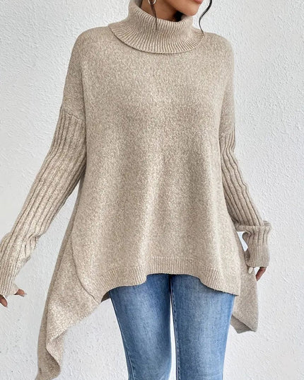 Women's Oversized Longline Turtleneck Knit Sweater
