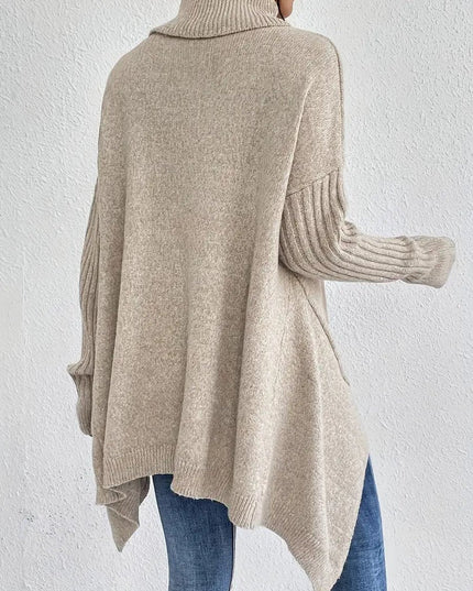 Women's Oversized Longline Turtleneck Knit Sweater