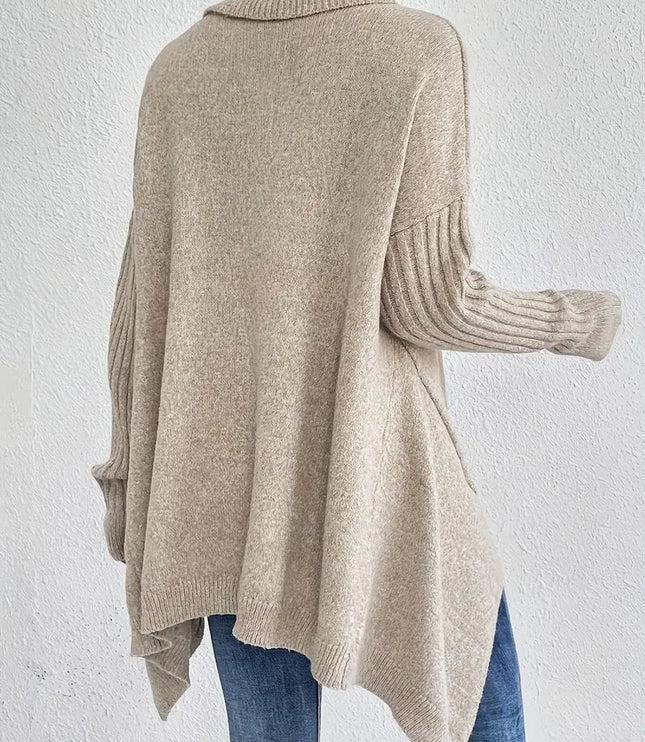 Women's Oversized Longline Turtleneck Knit Sweater