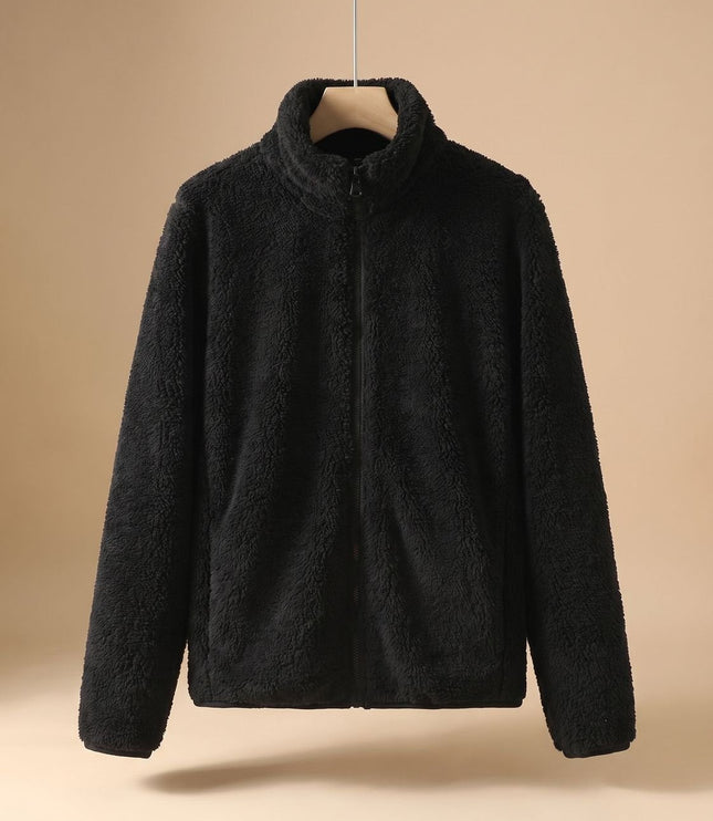 Women's Oversized Stand Collar Zip-Up Fleece Jacket