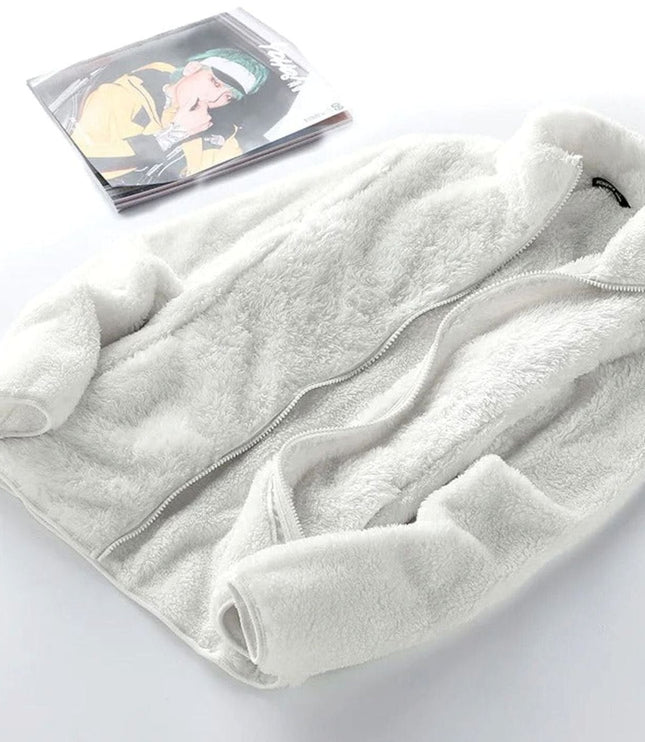 Women's Oversized Stand Collar Zip-Up Fleece Jacket
