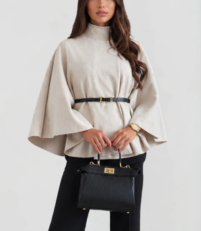 Women's Oversized Wool Funnel Neck Cape Winter Coat