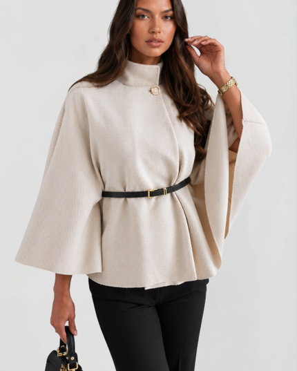Women's Oversized Wool Funnel Neck Cape Winter Coat