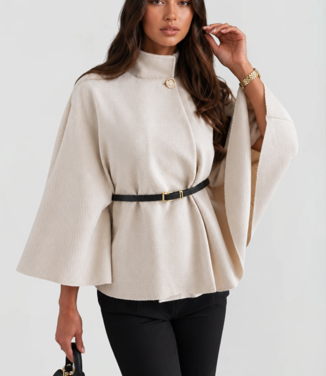 Women's Oversized Wool Funnel Neck Cape Winter Coat