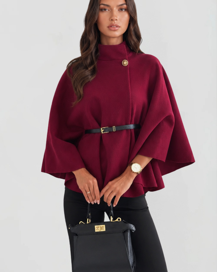 Women's Oversized Wool Funnel Neck Cape Winter Coat