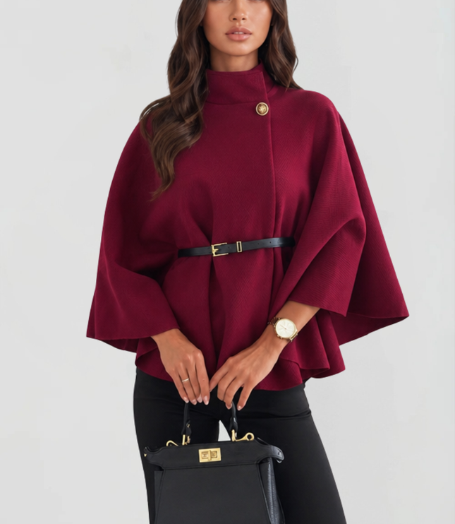 Women's Oversized Wool Funnel Neck Cape Winter Coat