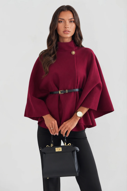 Women's Oversized Wool Funnel Neck Cape Winter Coat