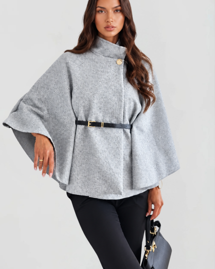 Women's Oversized Wool Funnel Neck Cape Winter Coat