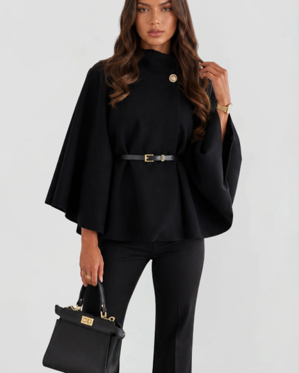 Women's Oversized Wool Funnel Neck Cape Winter Coat