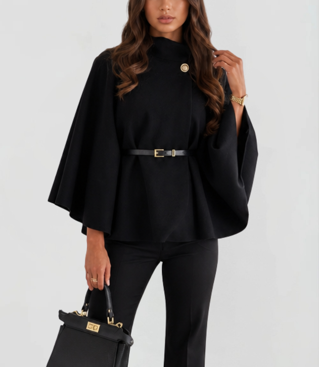 Women's Oversized Wool Funnel Neck Cape Winter Coat