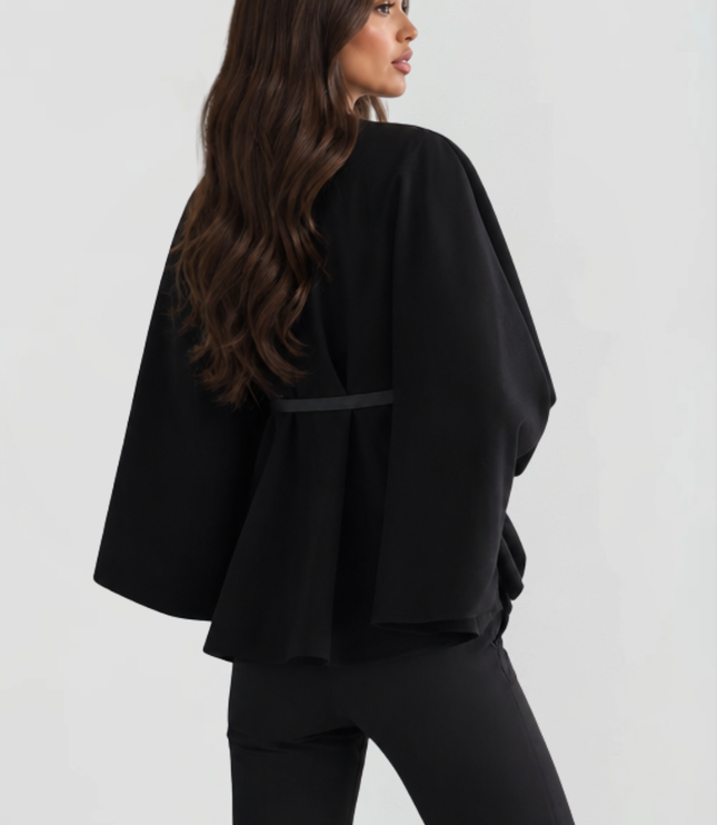 Women's Oversized Wool Funnel Neck Cape Winter Coat