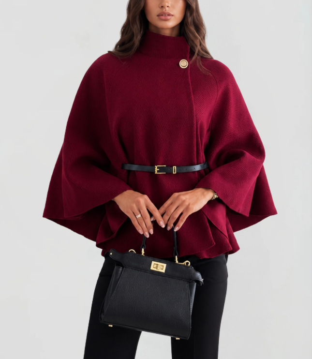 Women's Oversized Wool Funnel Neck Cape Winter Coat