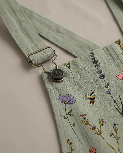Women's Patch Pocket Botanical Print Overall Jumpsuit