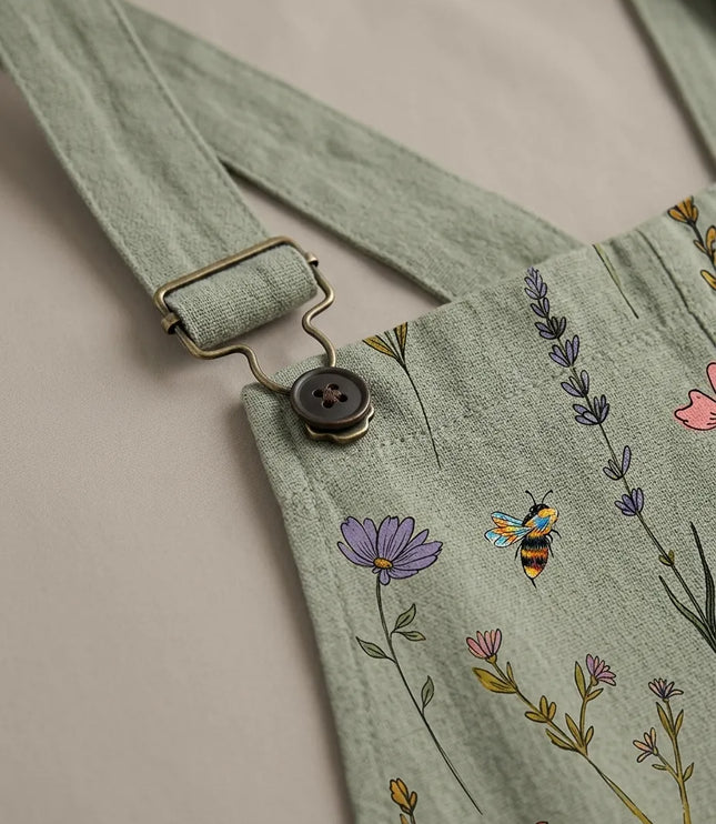 Women's Patch Pocket Botanical Print Overall Jumpsuit