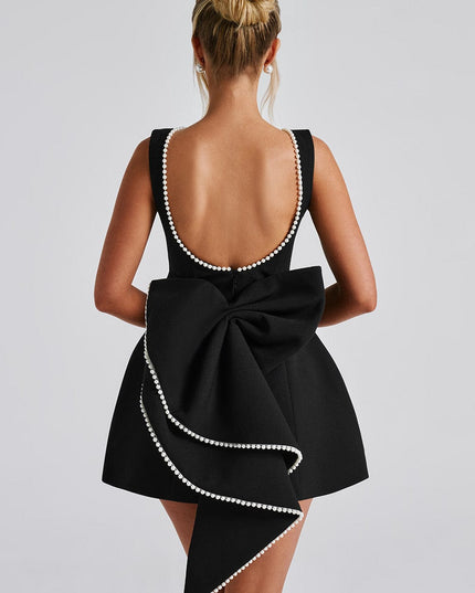 Women's Pearl Neckline A-Line Wedding Guest Mini Dress