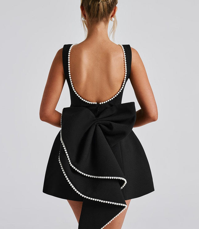Women's Pearl Neckline A-Line Wedding Guest Mini Dress