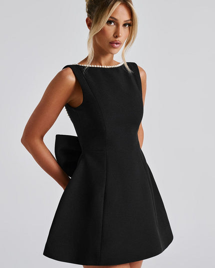 Women's Pearl Neckline A-Line Wedding Guest Mini Dress