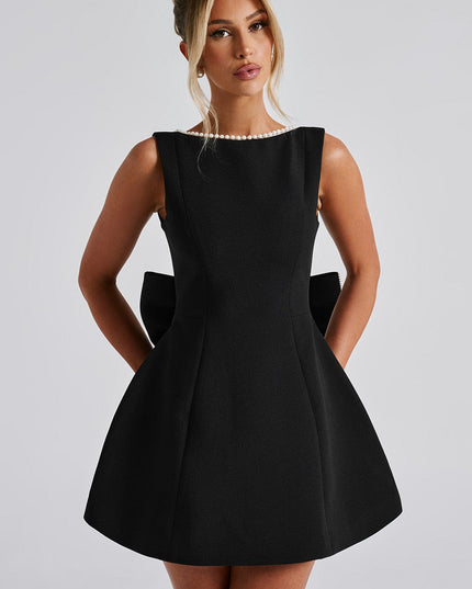 Women's Pearl Neckline A-Line Wedding Guest Mini Dress